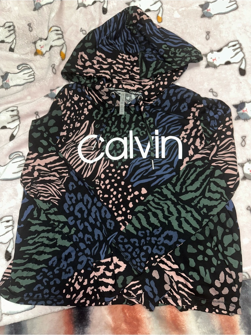 Calvin Klein Performance Multi-Pattern Hoodie - Black/Pink/Blue/Green